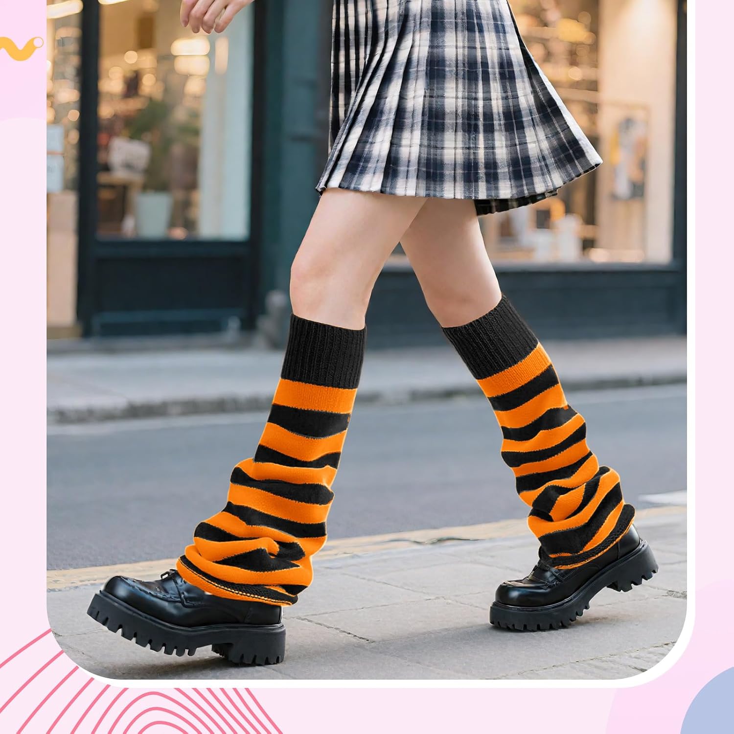 Geyoga Leg Warmers for Women Y2K Harajuku Leg Sleeves Long Kawaii Knit Socks Gothic Lolita Halloween Cosplay Party Accessory - Image 6