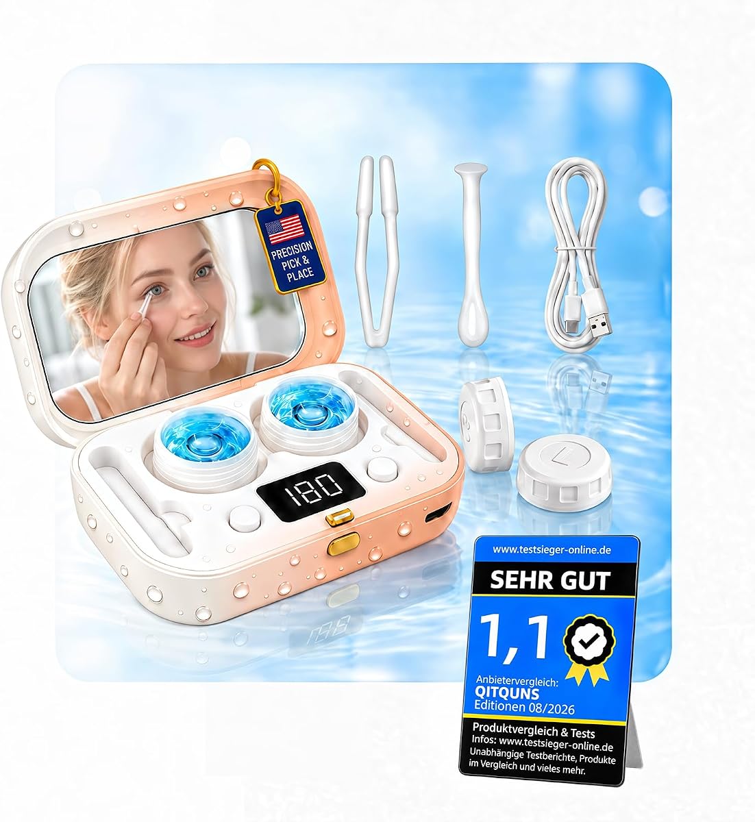 2026 QITQUNS Ultrasonic 3-in-1 Contact Lens Cleaner