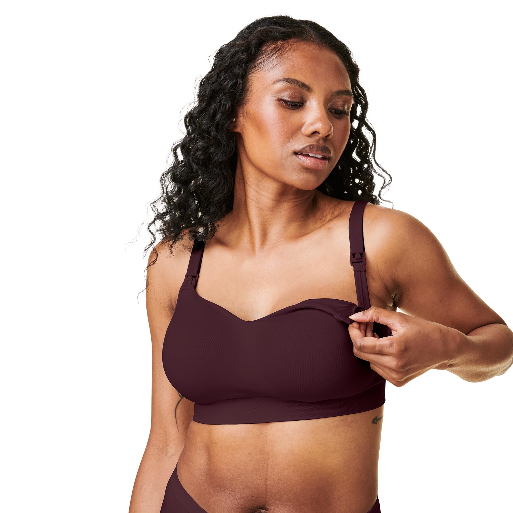 Bravado Designs Women's Nursing Bra for Breastfeeding, Intrigue Balconette Supportive Seamless Wirefree Maternity Bra, Cherry, X-Large