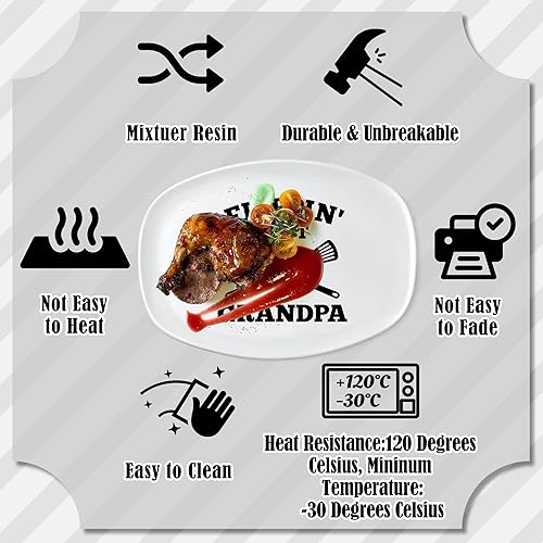 Vista 88 de R HORSE Plato de parrilla para padre, plato de regalo para abuelo, barbacoa, plato blanco ovalado, para servir abuelo, hombres, día del padre