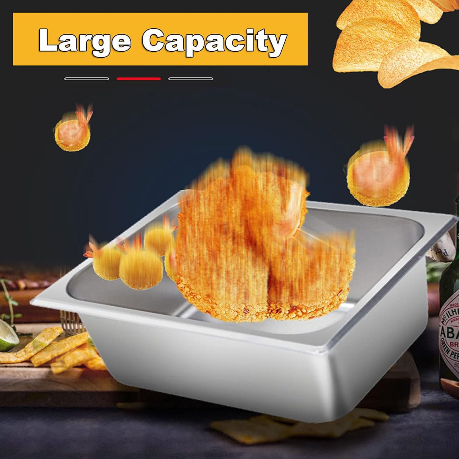 PixCy Freidora Industrial,Freidora De Gas,Freidora a Gas Comercial, Freidora De Cocina,para Encimera De Restaurante Comercial Máquina para Cocinar Alimentos,10L