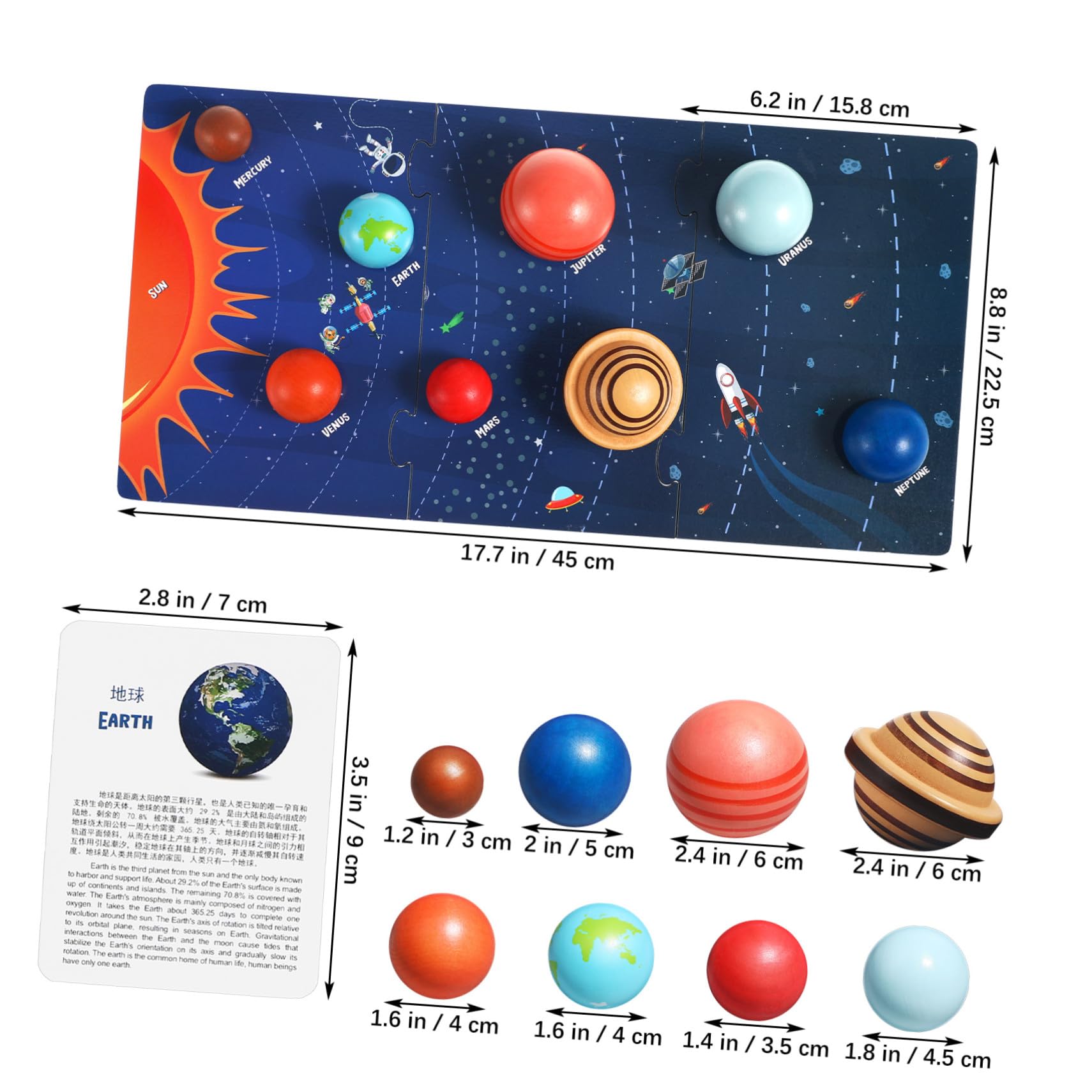 Puzzle Solare in Legno, 8 Pianeti, Gioco Educativo | Superficie Liscia, Lavorazione Accurata, Apprendimento Spaziale per Bambini