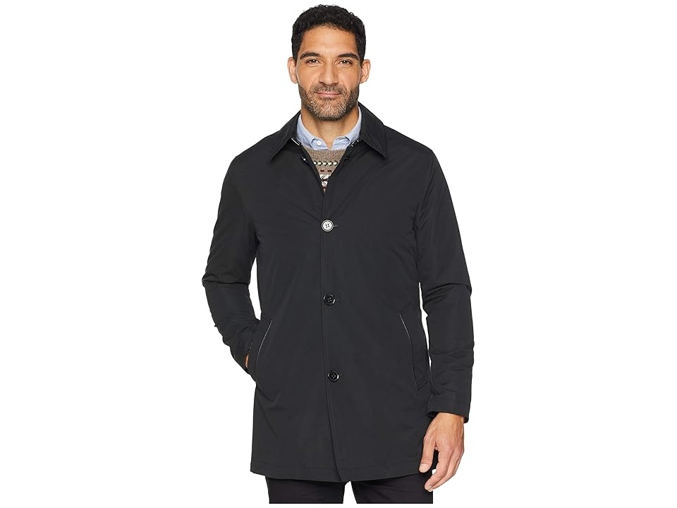 

Cole Haan City Rain Button Front Carcoat with Detachable Liner (Black) Men's Coat