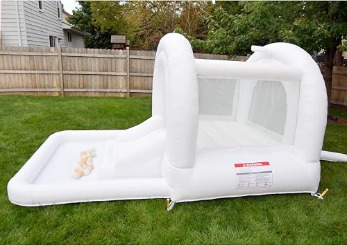 Bounceland Daydreamer Cloud Bounce House w/Ball Pit [NO Blower], Neutral Bouncer with Slide, 11.8 ft L x 6.9 ft W x 5.9 ft H, Basketball Hoop, 30 Pastel Plastic Balls, Trendy Bouncer for Kids