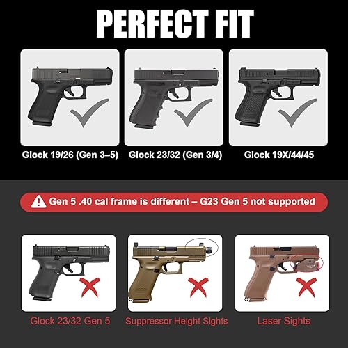Miniatura 2 de Funda IWB compatible con Glock 19 19X 23 32 45 (solo Gen3 4 5), funda de transporte oculta en la cintura interior para G19 G19X G23 G32 G45 (Gen3 4