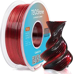 Dual Color Silk PLA Filament 1.75mm Black Red 1KG, Shiny High Gloss Finish, Seamless Color Transition, Neatly Wound, Accuracy +/-0.02mm Vacuum Packaging
