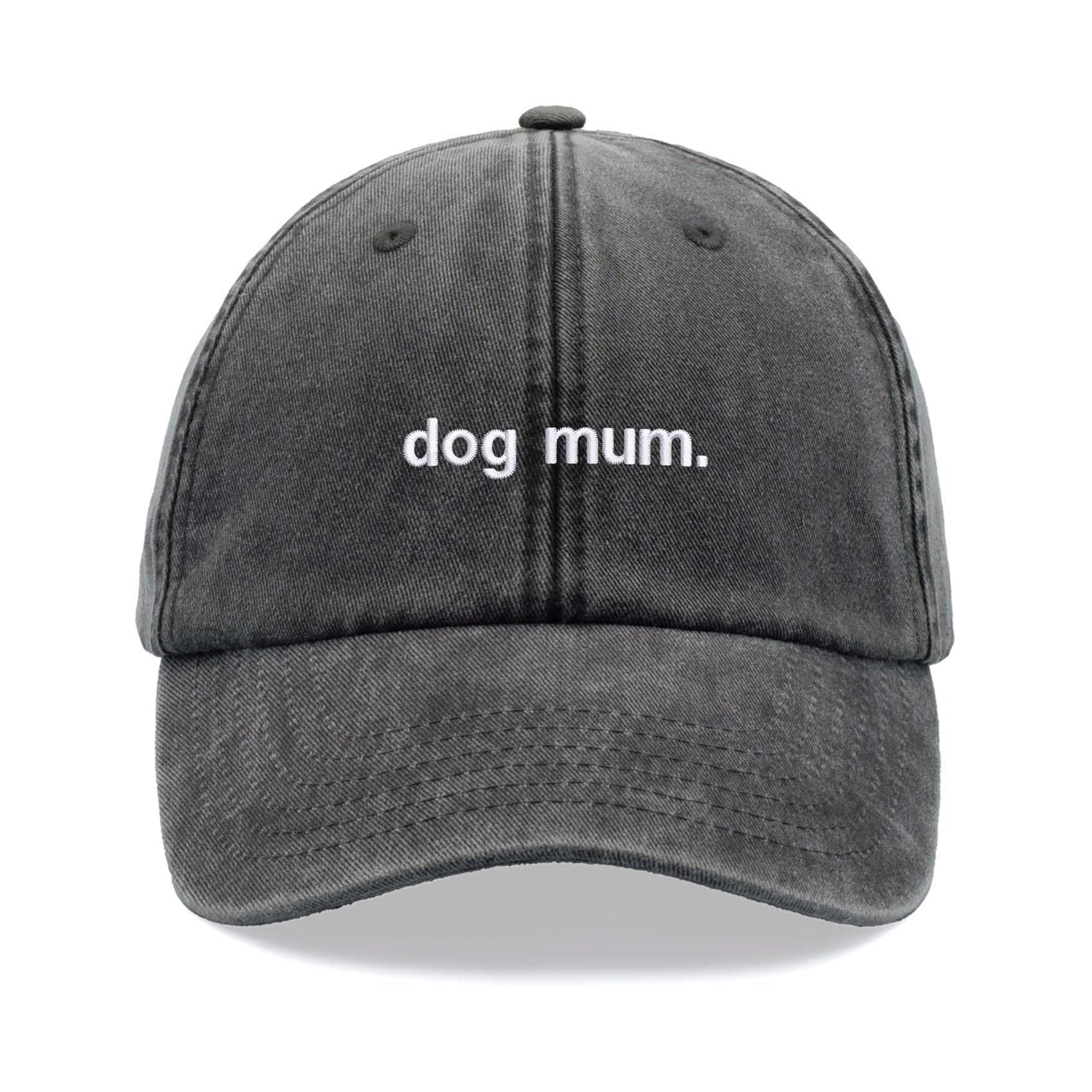 Dog Mum. Baseball Cap Vintage Washed Unisex Dad Hat Adjustable Dog Lady Black