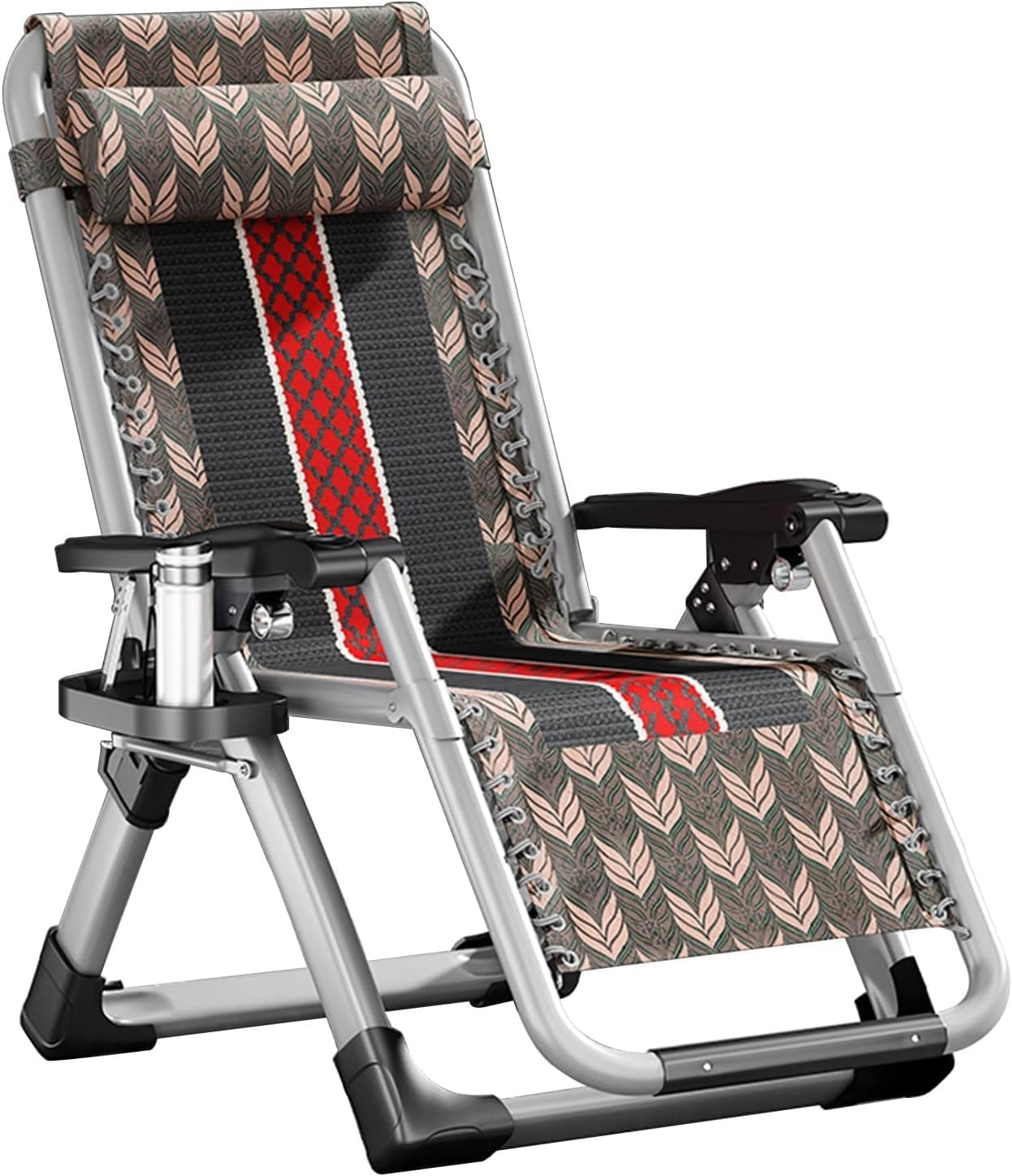 Gravity Chair, Folding Portable Chaise Lounge， with Headrest and Cup Holder, Reclining Patio Lounger(Yh-1004)