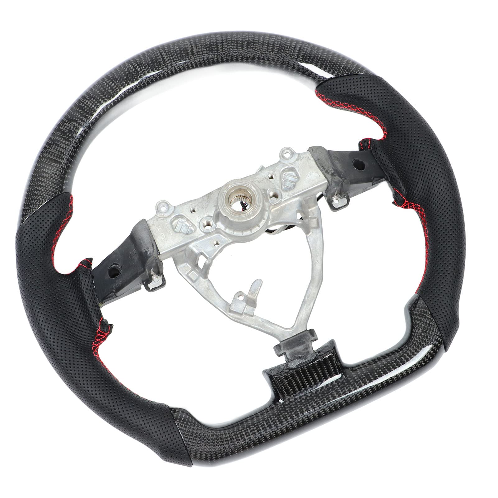 lyrlody Luces de LED Volante de Fibra de Carbono con Costuras Rojas de Repuesto para FJ Cruiser 2007-2017, Diseño de Carreras de Fondo Plano, Agarre Mejorado y Fácil Instalación