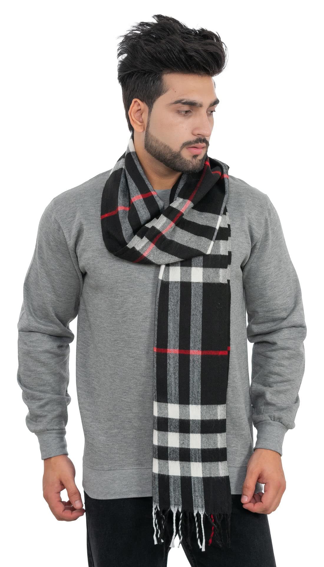 amoldo Men's Woolen Printed Striped, Check Soft & Warm Muffler, Scarf, Stole For Winter Pack Of 1-picture-18