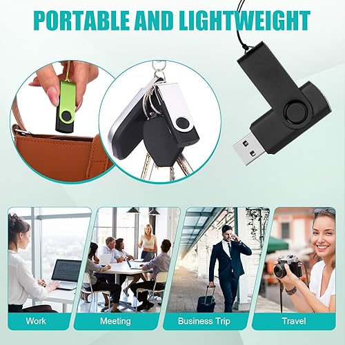 Miniatura 7 de Geiserailie Paquete de 50 unidades flash USB de 4 GB a granel con 50 cuerdas, USB 2.0, memoria giratoria portátil, lápiz de memoria, memoria USB con