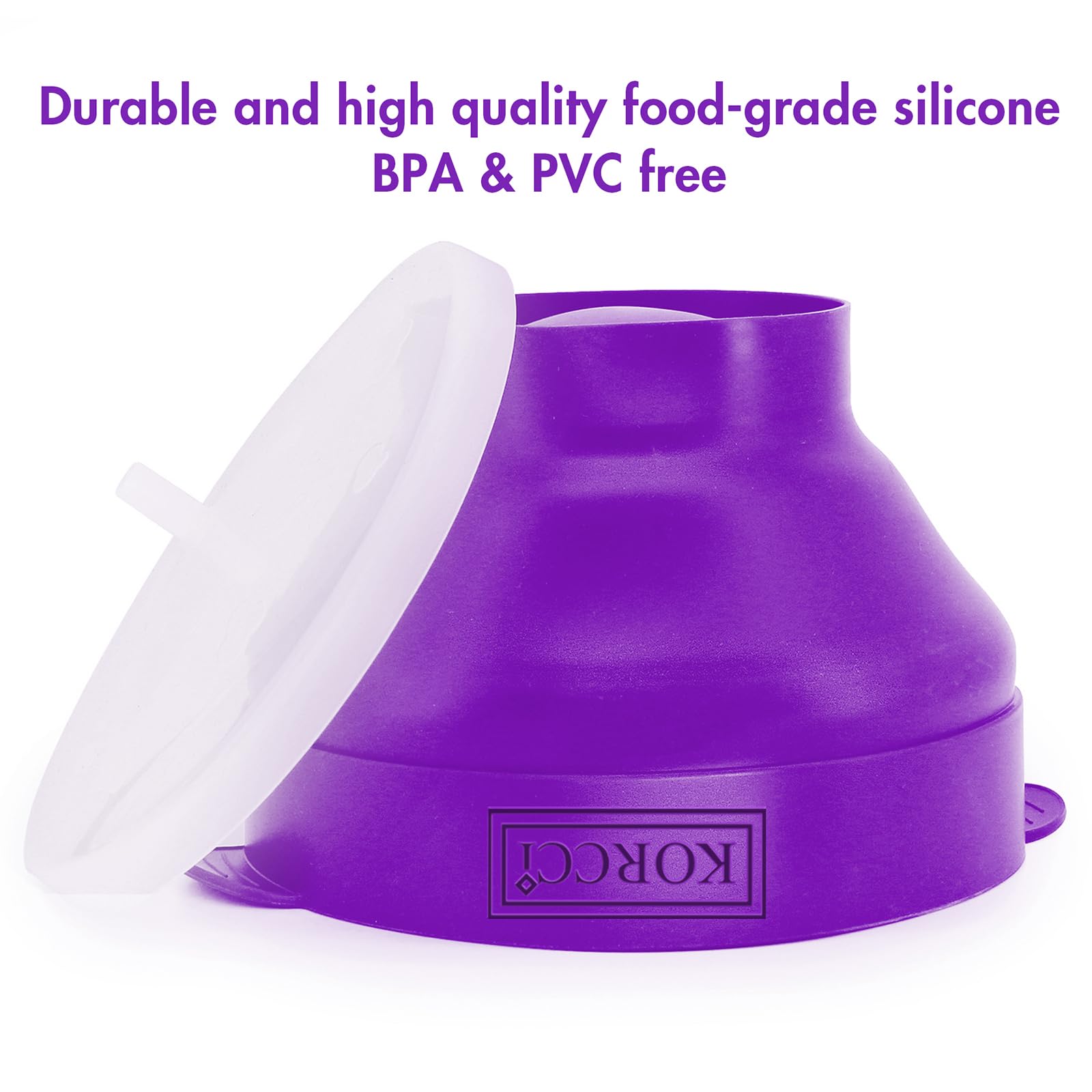 Korcci - Palomitas de maíz de silicona para microondas, cuenco plegable para microondas, no necesita aceite, uso en microondas, apto para lavavajillas (morado)