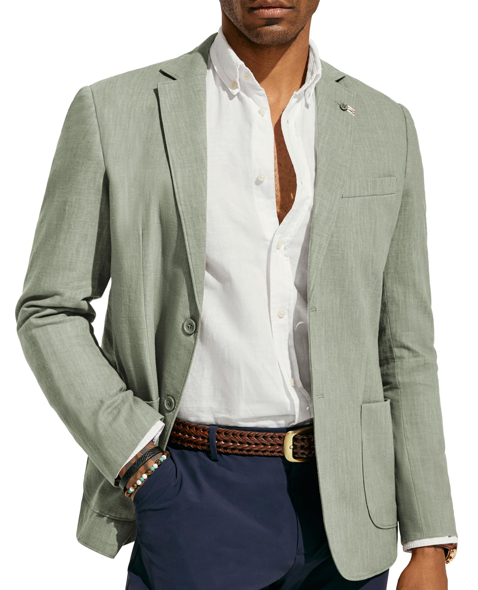 PJ PAUL JONES Mens Casual Blazer Lightweight Linen Sport Coat 2 Button Unlined Suit Jackets
