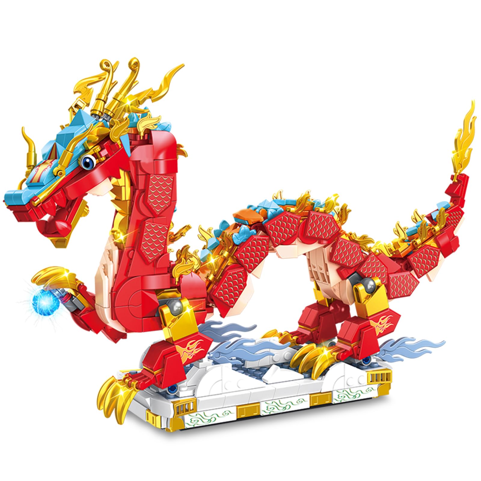 QLT - Set di mattoncini da costruzione con drago cinese, per