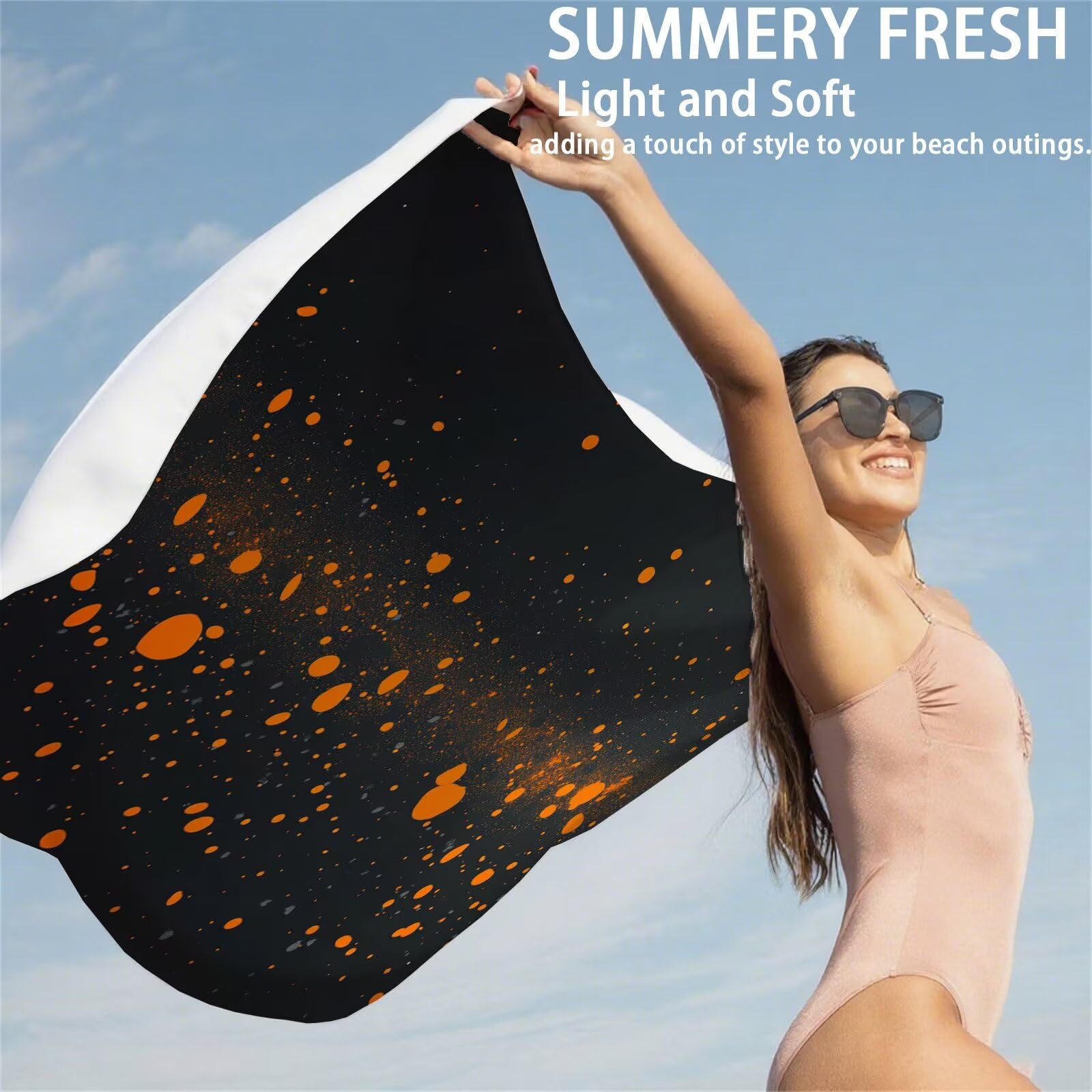 Ręcznik plażowy z mikrofibry 220 x 100 cm prześcieradło plażowe odporny na piasek czarny ręcznik plażowy XXL abstrakcyjny ręcznik plażowy szybkoschnący, miękki ultrachłonny szybkoschnący do podróży