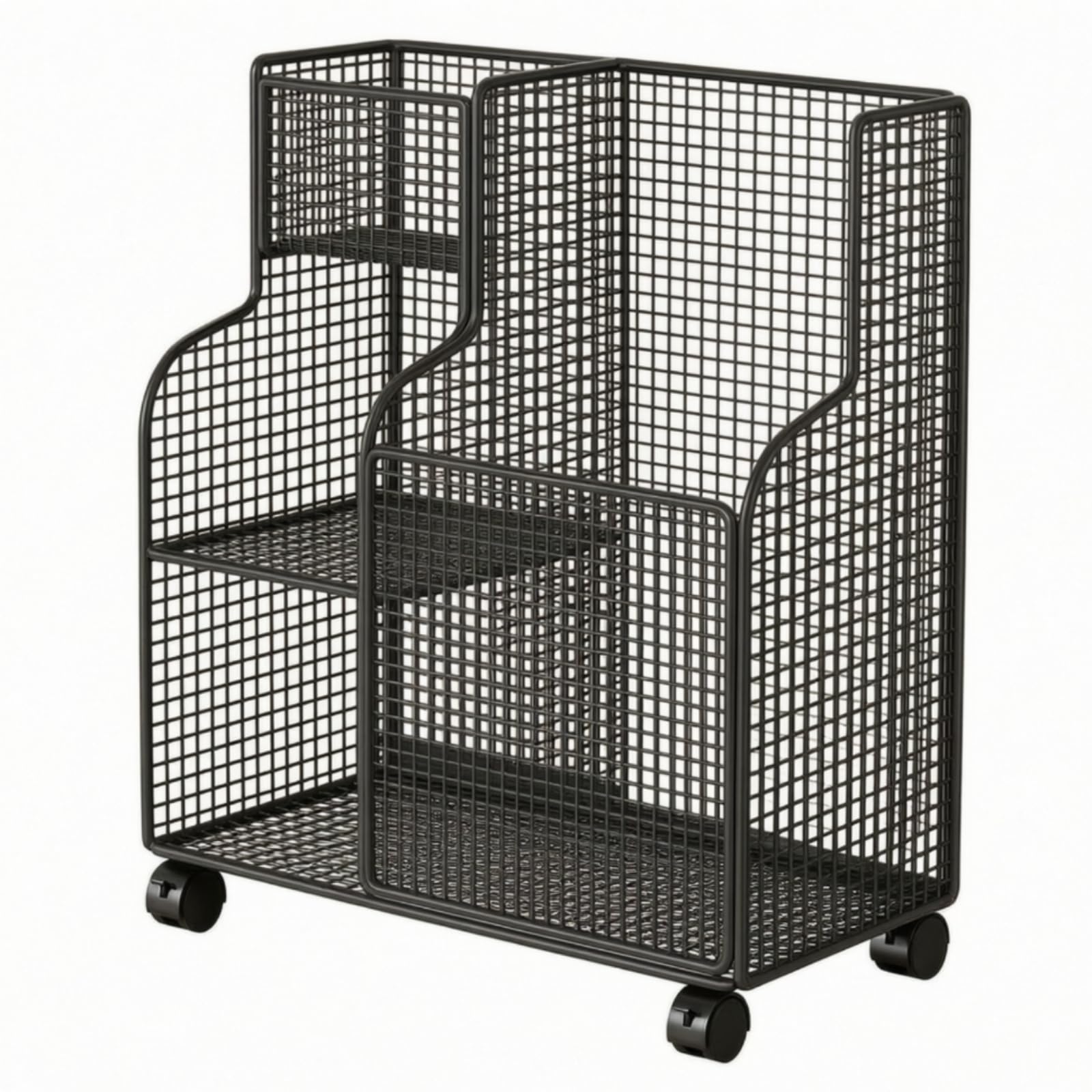 Scaffale con Ruote Robusto | Scaffale in Metallo con Ruote, Ventilato, per Garage, Cameretta, Sportivi, Nero