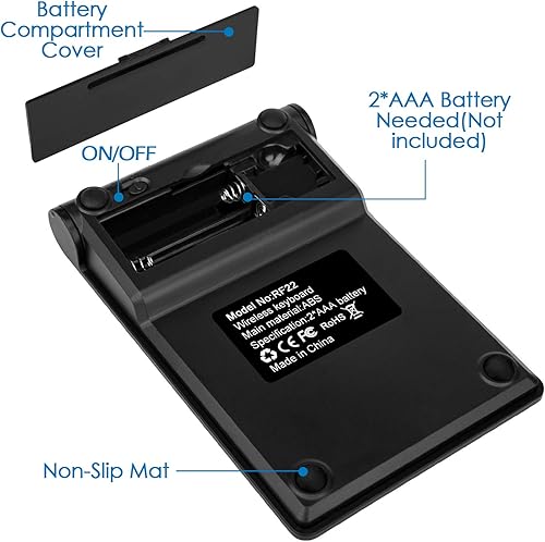 Miniatura 7 de Almohadillas de números inalámbricos Bluetooth, teclado numérico de 22 teclas, contabilidad financiera portátil, 10 teclas, extensiones de teclado