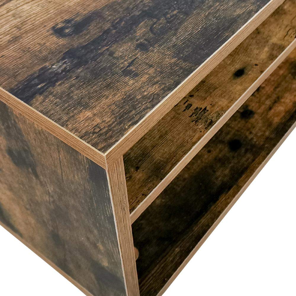 BAKAJI Mobile TV in Legno effetto anticato con 2 Ripiani Porta Console Videogiochi DVD Mobiletto basso Porta Televisore Design Moderno Industriale (110 x 40 x 50 cm)