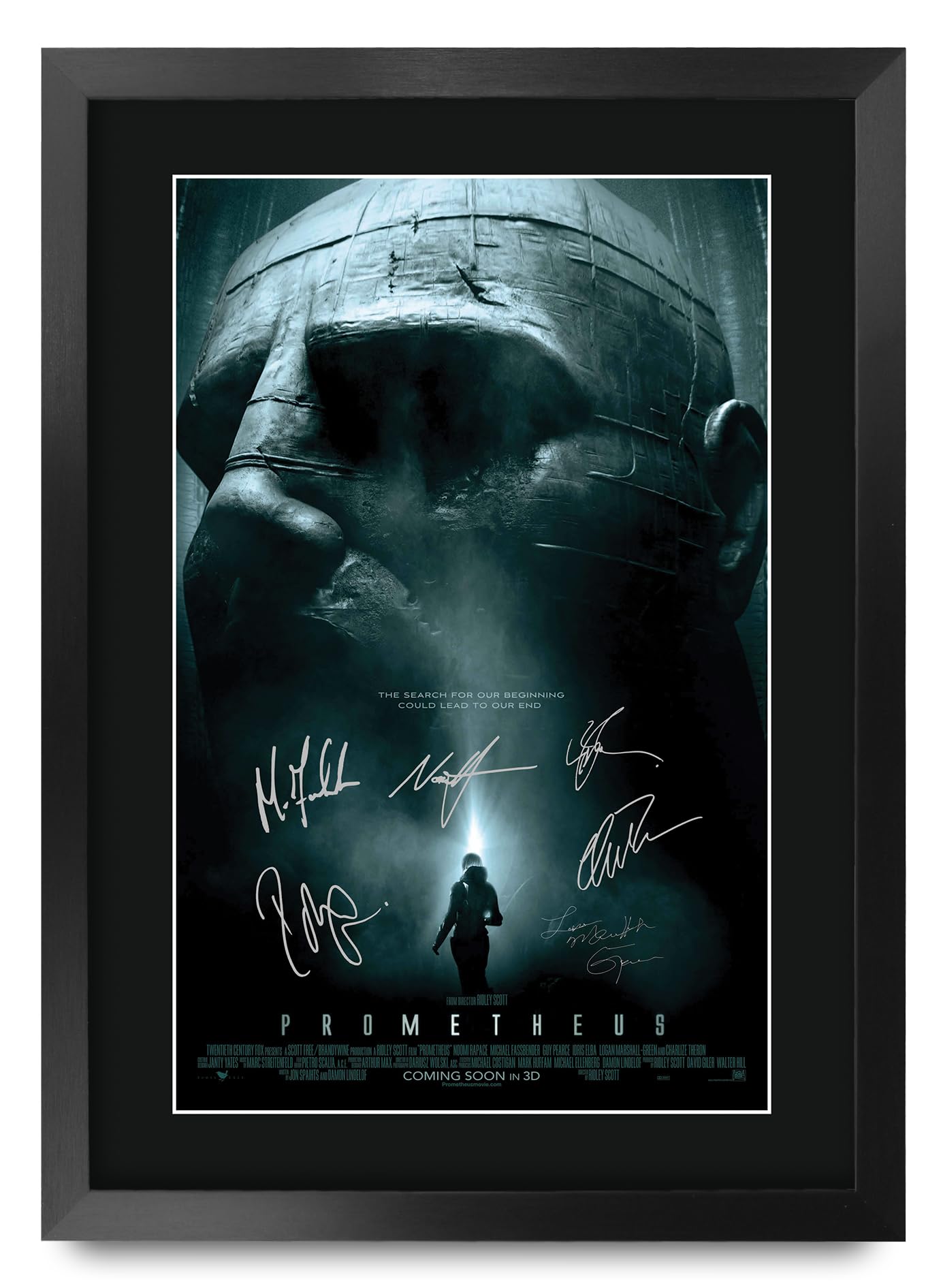 HWC Trading Prometheus Geschenke Geduckter Poster Signiertes Autogramm Foto für Fans von Film Memorabilien - A3 Gerahmt