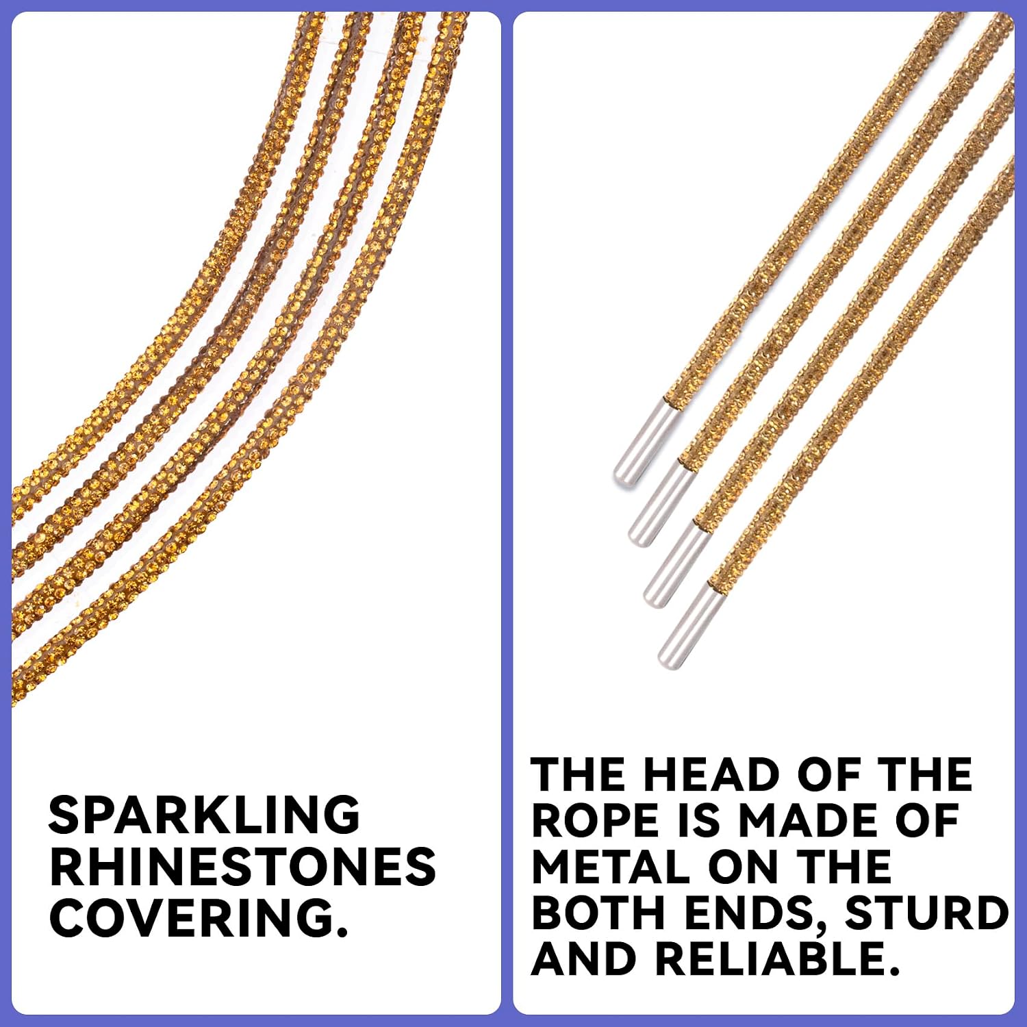 2pcs Rhinestone Glitter Shoelace, Crystal Round Hoodie String Ropes, Replacement Drawstring Cords for Sneakers