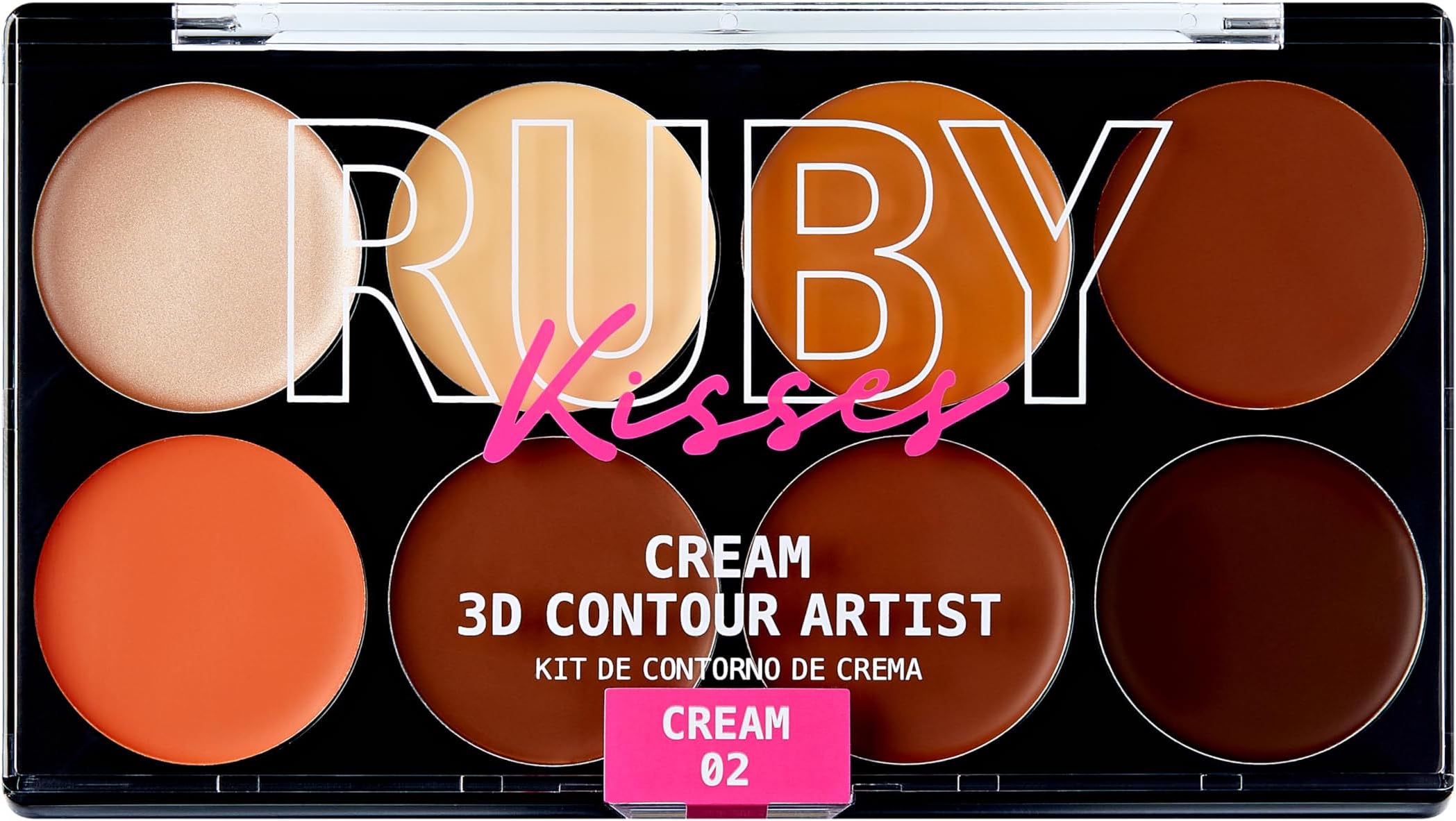 Ruby Kisses Flawless Finish with 3D Contour Cream Makeup Palette – Lightweight, Multi-Palette, Contouring Foundation, Creamy, Sculpt &Highlighting, Define Cheekbones (Dark Medium)