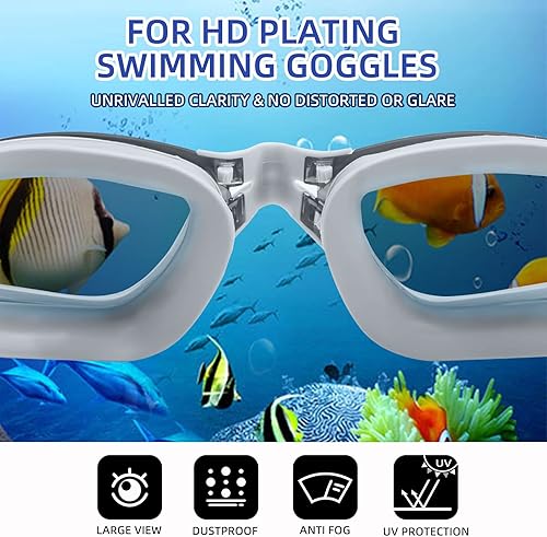 Miniatura 5 de Swim Goggles Swimming Cap Set for Adults UV Protection Lenses Clear Anti Fog Waterproof with Nose Plug Earplug