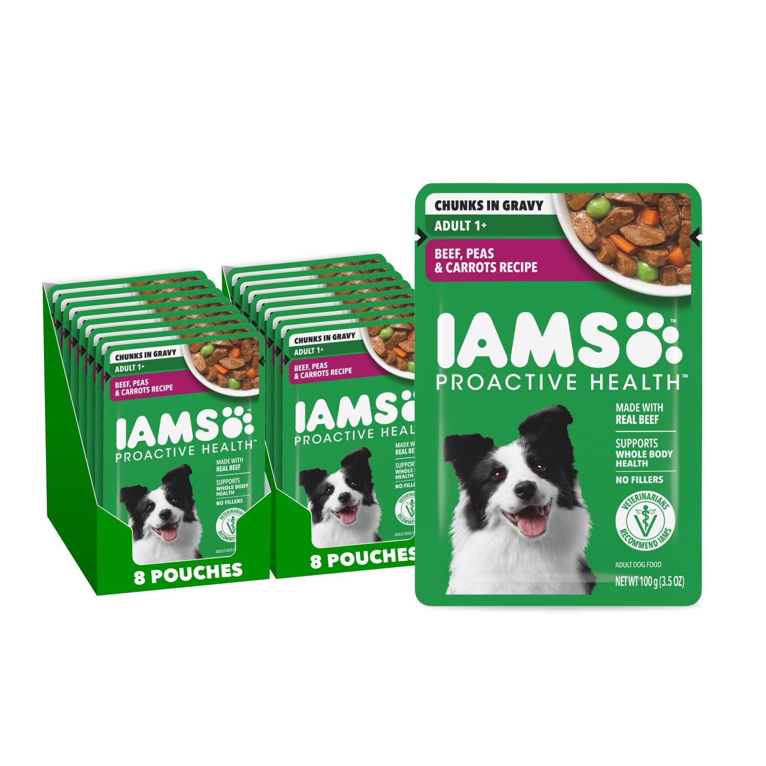 IAMS Proactive Health Adult Wet Dog Food, Beef, Peas and Carrots Recipe
