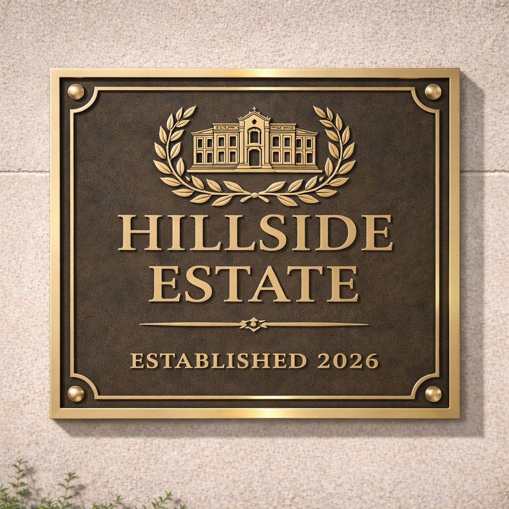 Custom Brass Plaque Antique Bronze Finish | Handmade Solid Cast Brass Nameplate & Sign with Logo or Text | Weatherproof House, Memorial & Business Wall Sign