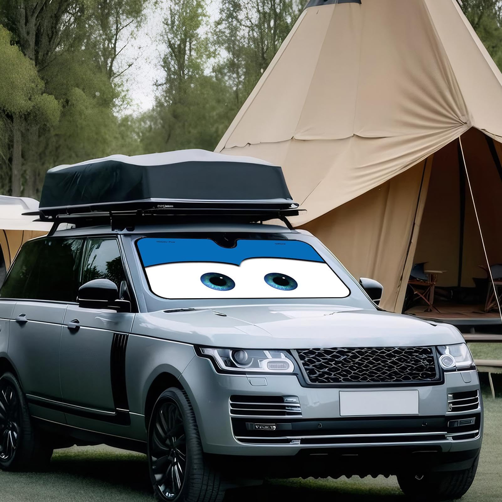 Auto-Sonnenschutz Mit Lustigen Augen - Faltbar & Einfach Zu Montieren