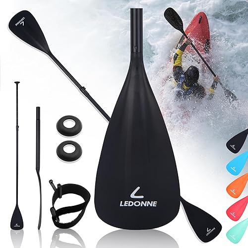 SUP Paddle 4-Piece Adjustable Kayak Paddle Floating Lightweight Paddle Board Oar with Aluminum Alloy Shaft and 2 Nylon Blades Best Price Based on Our 3 Million Sets Per Year 500 bought monthly