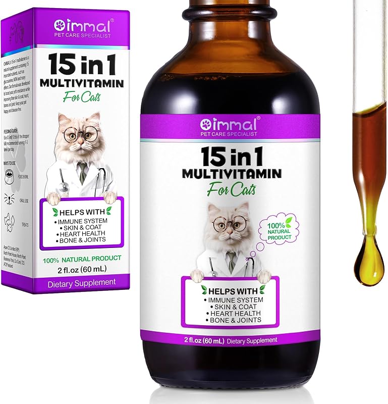Suplemento multivitamínico líquido 15 em 1 para gatos com glucosamina e probióticos Generic 60 mL