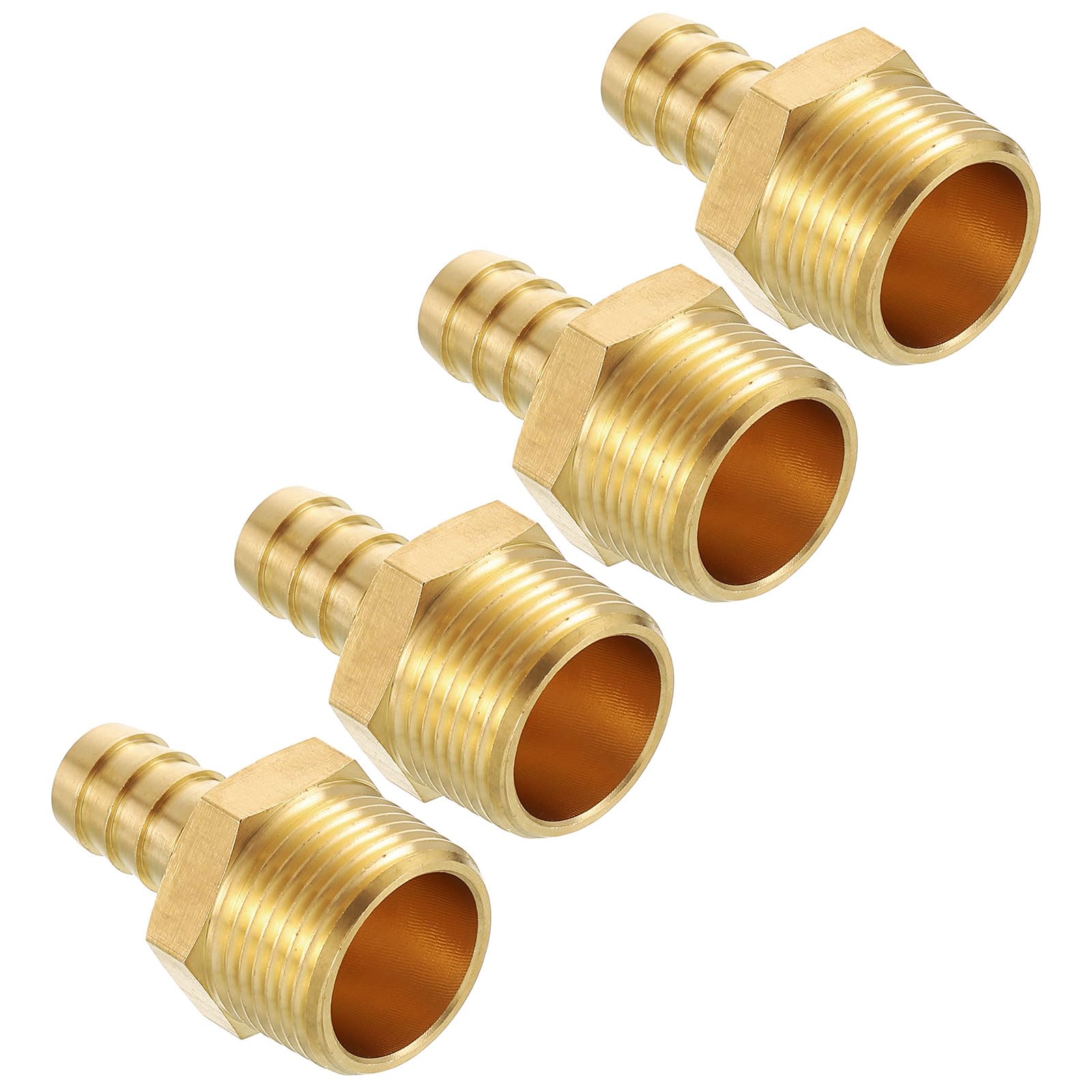 Kozelo Pack of 4 Brass Hose Barb Fittings Adapter Connector 1/2"(15mm) Hose Barb to 3/4"(20mm) NPT Male Fittings for Home Machines, Massage Bathtubs, and Irrigation Systems
