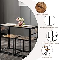 Vista 6 de Giantex Juego de comedor de 3 piezas, mesa de comedor industrial con 2 sillas, juego de mesa de cocina pequeña con marco de metal, juego de mesa