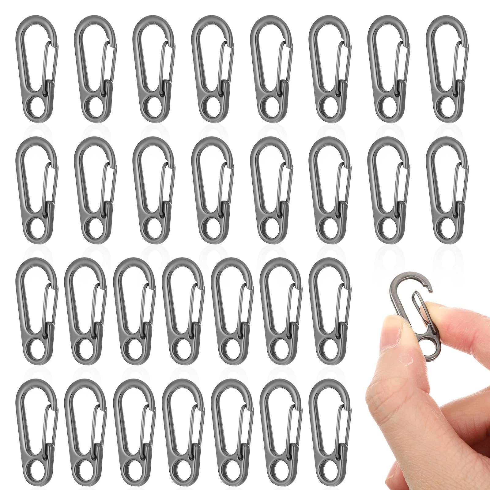 Matwsec 30 Pcs Mini Carabiner Clip, Metal D Shape Keyring Clip, Small Carabiners, Micro Carabiner Keyring, Spring Snap Hook Keychain Clips for Keys, Outdoor Backpack Camping Bottle Using Accessories