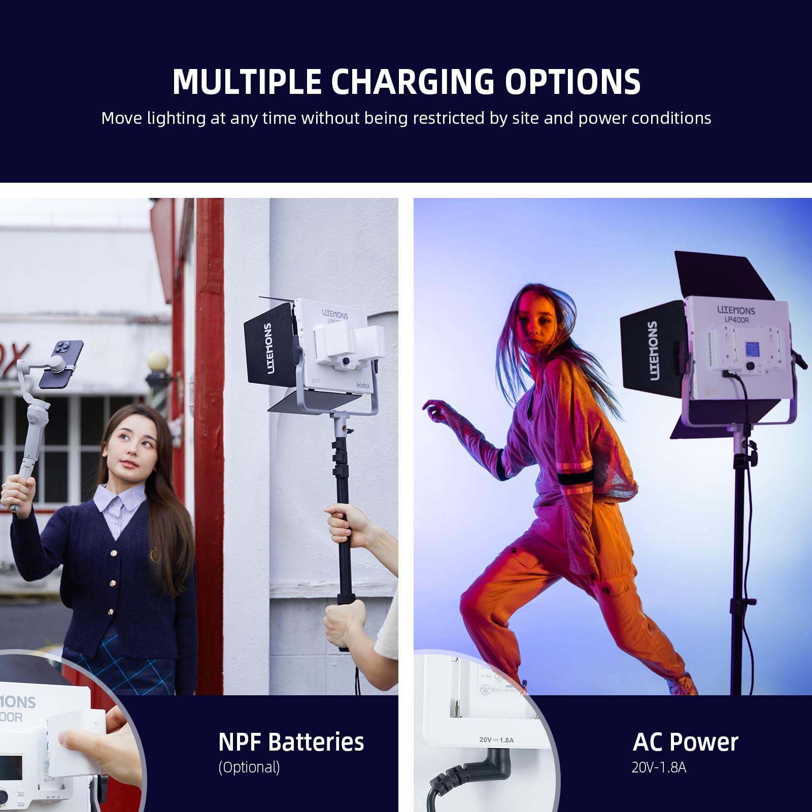 GODOX LITEMONS LP400R RGBW LED Video Light, CCT Bicolore Temperatura 1800K-10000K 36W Luce Pannello con Modalità HSI e Modalità GEL, 14 Effetti di Luce, Controllo APP di Supporto | CCT 1800K-10000K, CRI96+ TLCI96+, con Modalità HSI e Modalità GEL, 14 Effe