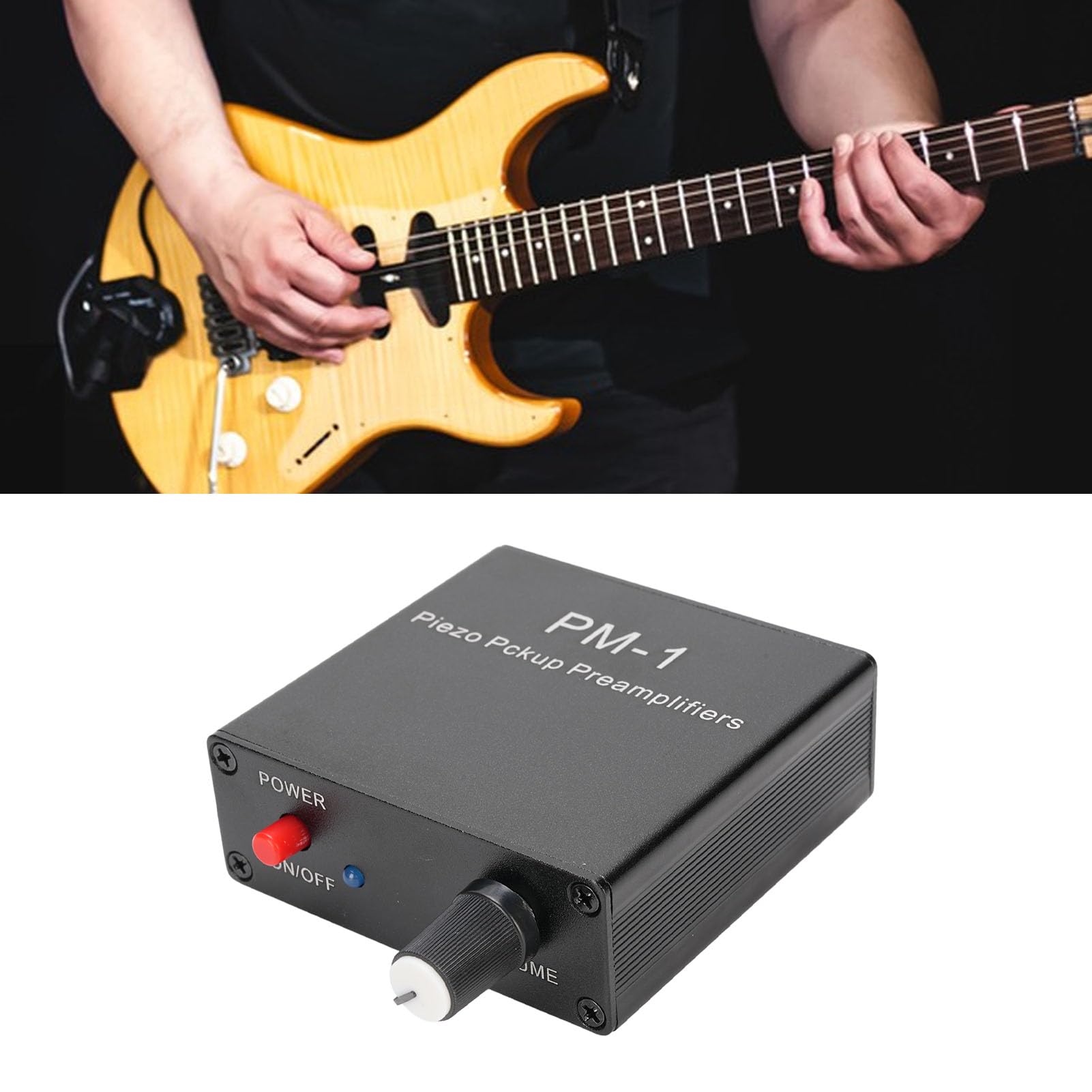 Denash Piezo-Tonabnehmer-Vorverstärker, Geeignet für Gitarre, Cello, Violine, Mandoline, Ukulele, Kompakte Halterung mit Niedriger Frequenzbegrenzung für Streichinstrumente,