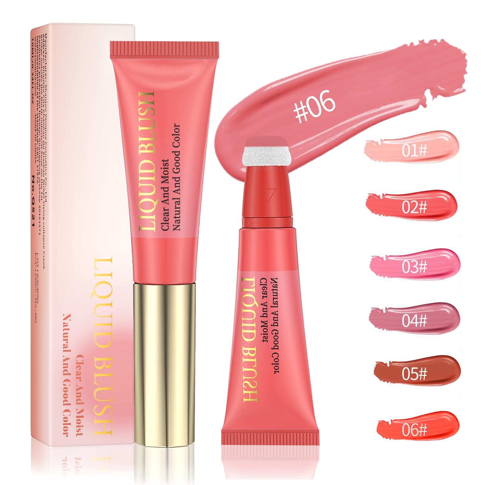 Colorete Liquido Blush Ilumina El Tono De La piel, Matte Liquid Blush Blush Stick Blush Cream Lápiz de colorete hidratante Ligero, De Aspecto Natural, Suave (#06)