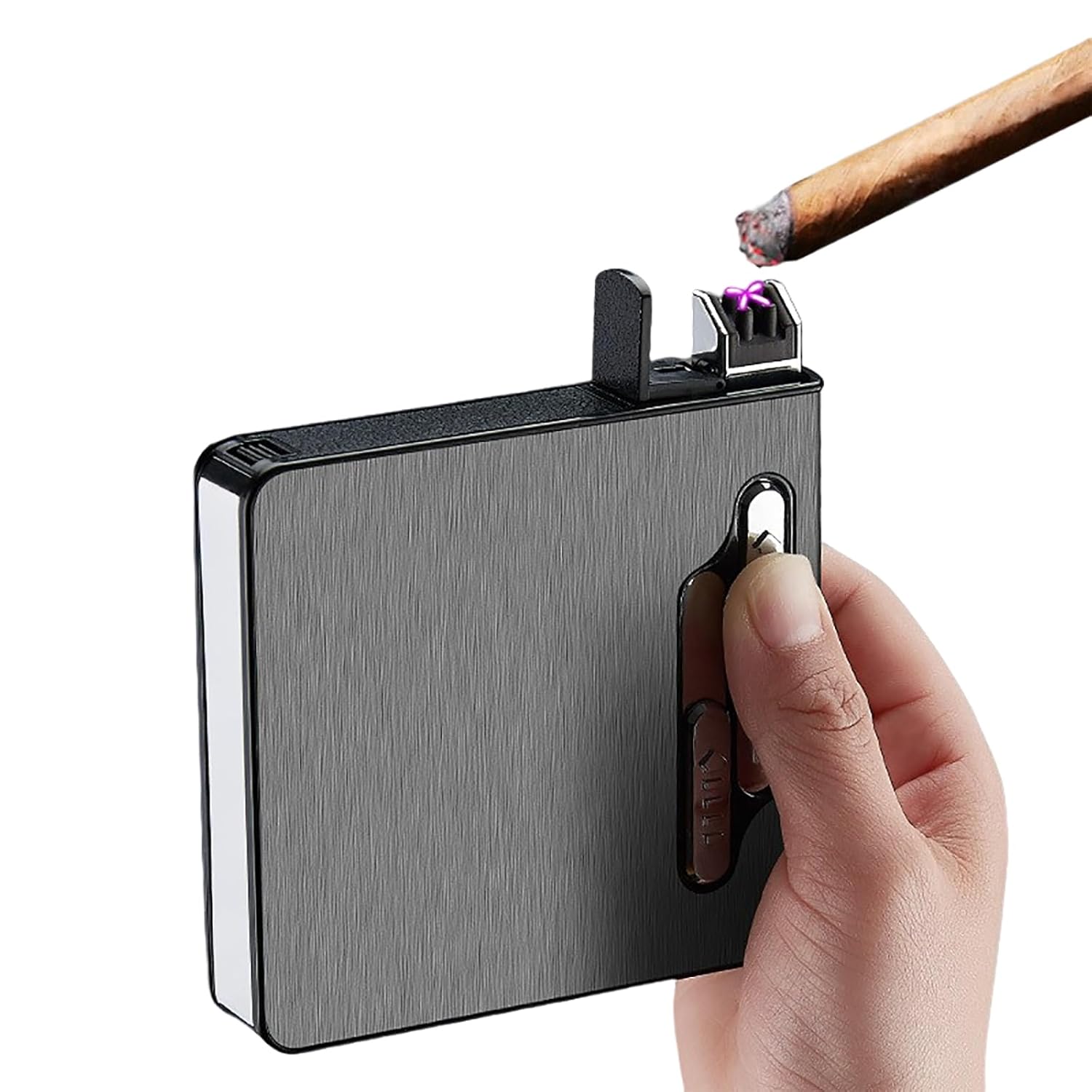 Cigarette Case,Waterproof Cigarette Case with Rechargeable Dual-Arc Lighter - Ideal for Camping and Outdoor Activities Cigarette Holder USB Rechargeable Electric Lighter Windproof