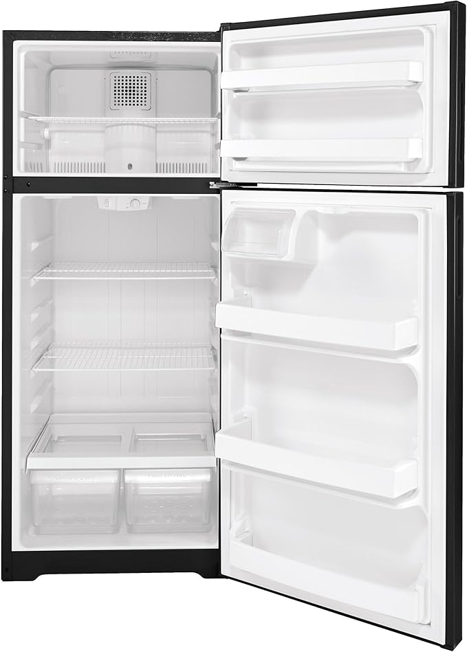 Hotpoint 17.5 cu. ft. Top Freezer Refrigerator in Black on Fridge.com
