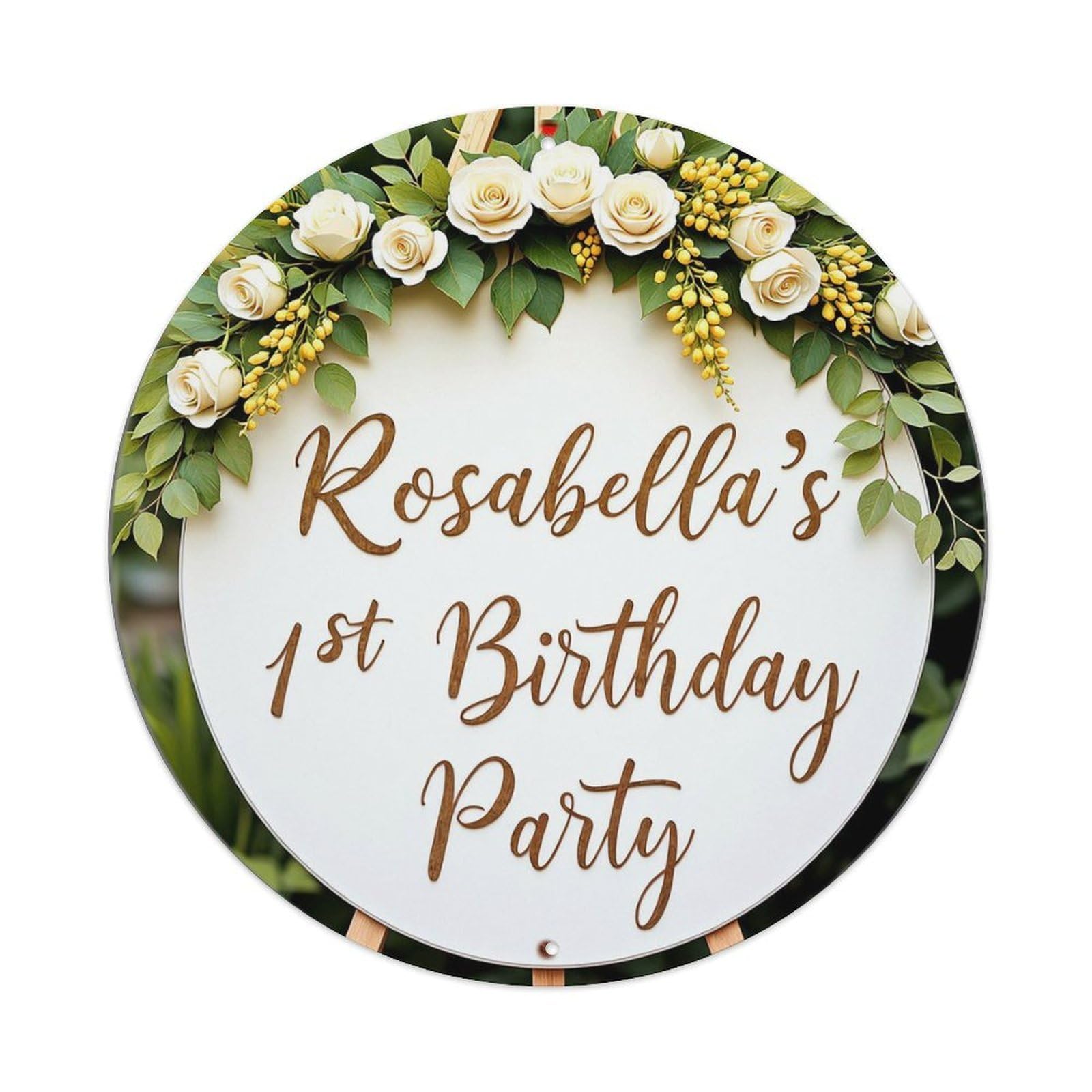 Floral Wreath Birthday Sign Retro Metal Sign Round Tin Sign, Vintage Decor Art Poster for Bar, Home, Man Cave, Kitchen, Laundry Room Gift 8x8Inch