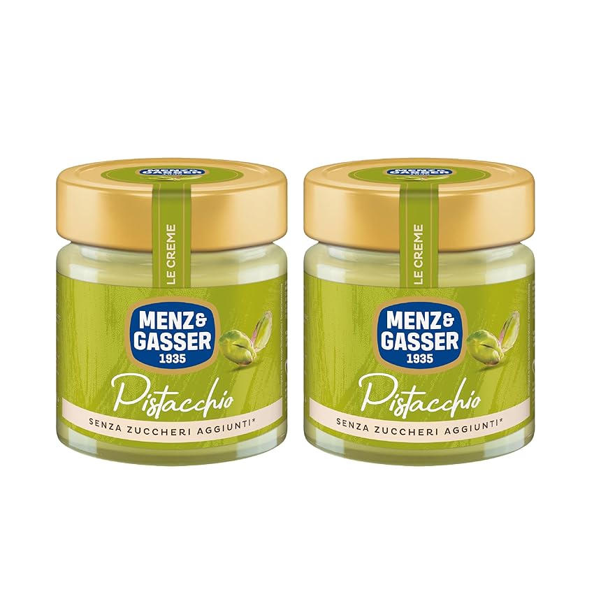 Menz&Gasser, Crema Spalmabile al Pistacchio, Confezione da Confezione da 2x200g, Senza Zuccheri Aggiunti e Senza Glutine, Ideale per Colazioni e Dessert