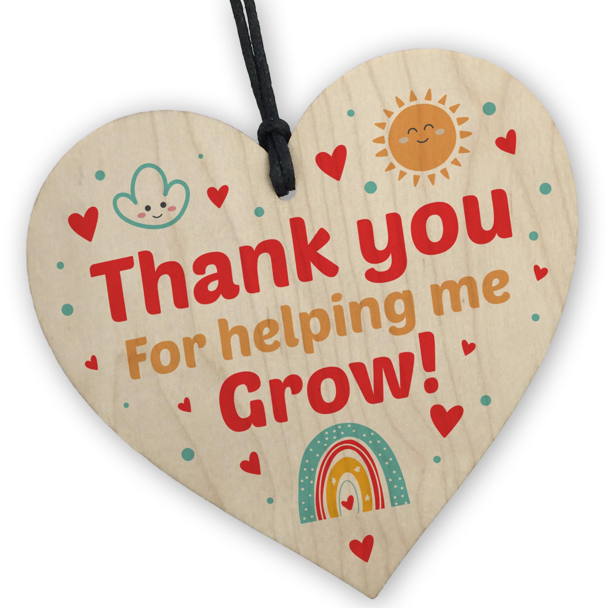 Red Ocean Teacher Thank You Wooden Heart - Teacher Gift For Women - Teacher Appreciation Gifts - Teaching Assistant Gifts - Mentor Thank You Gifts - Nursery Teacher Gifts