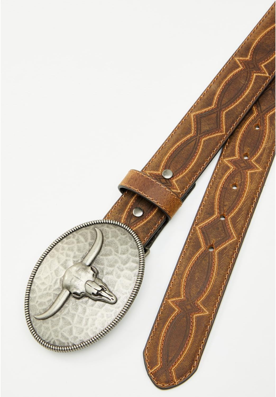 Cody James Men's Men'S Carson Hammered Longhorn Buckle Belt - CJASU25BT5-BN 38