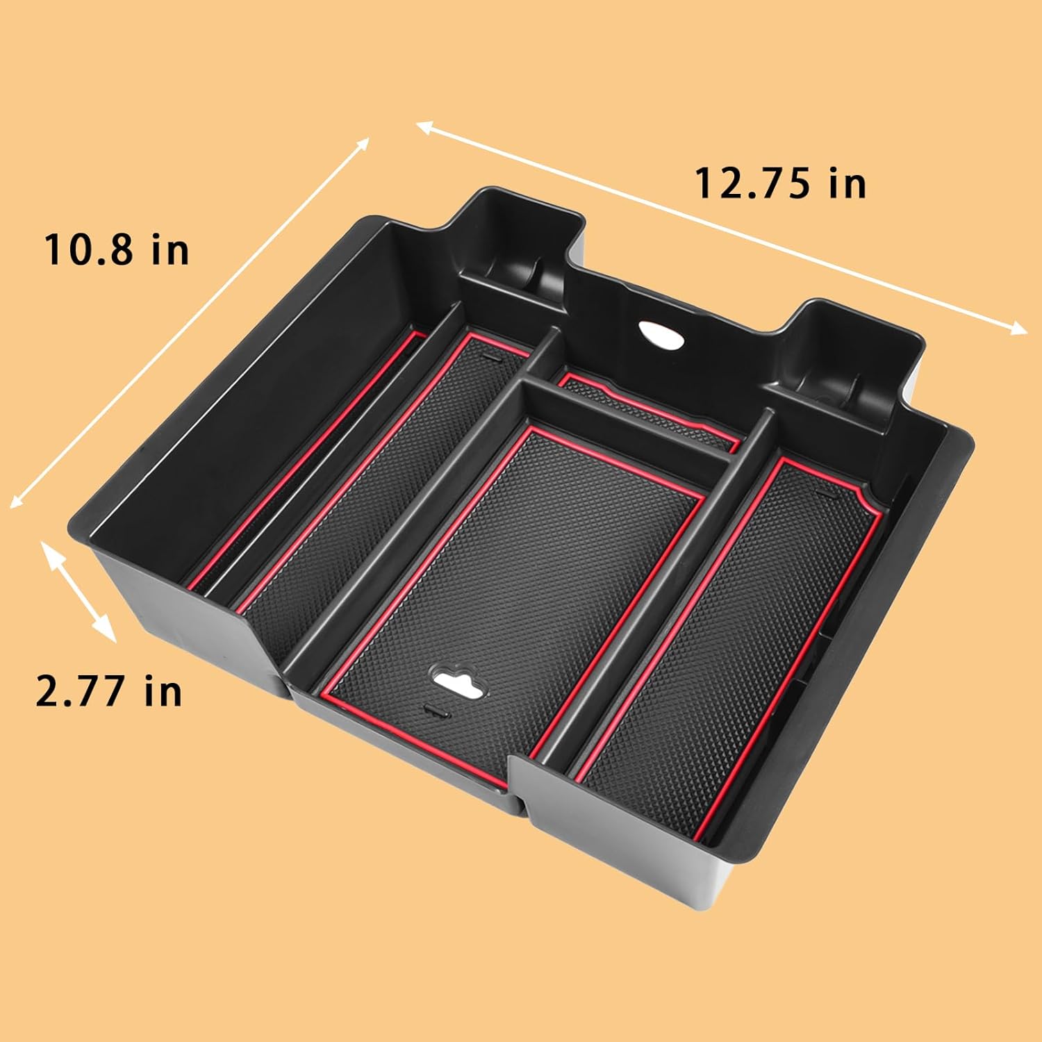TACOBRO [Full-Coverage ] Center Console Organizer Compatible with 2019-2022 Chevy Silverado 1500/GMC Sierra 1500 and 2020-2023 Silverado/Sierra 2500/3500HD Accessories, Armrest Insert Tray, Red