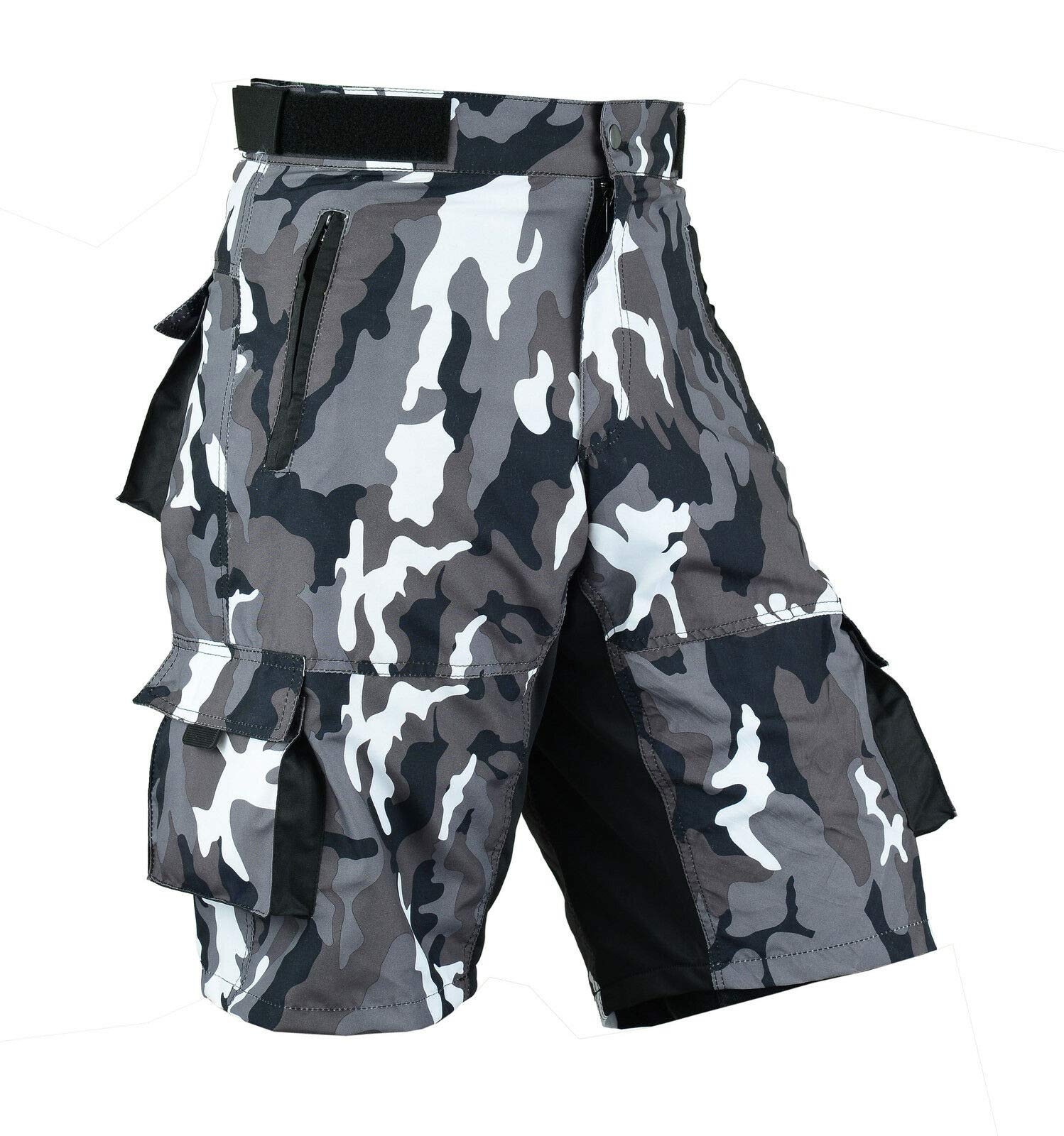 Mens Ciclismo MTB Pantaloncini Stile Baggy Multi Tasche Downhill Mountain Bike Team Bicicletta Pantaloncini Gratuiti Staccabile Imbottito Fodera