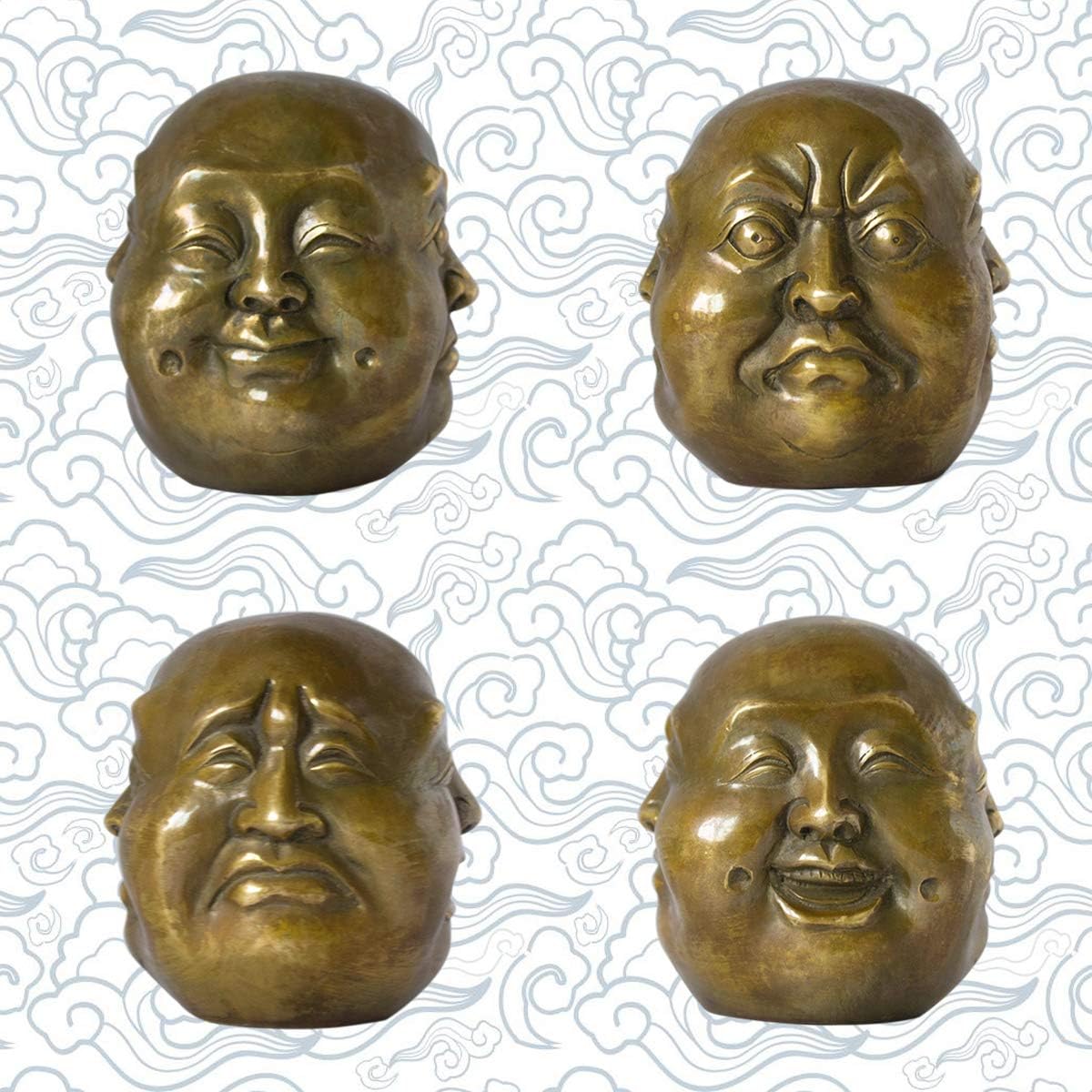 Buddha Head Statue Four Faces Pleasure Anger Sorrow Joy Brass Home Decor Lucky Gift