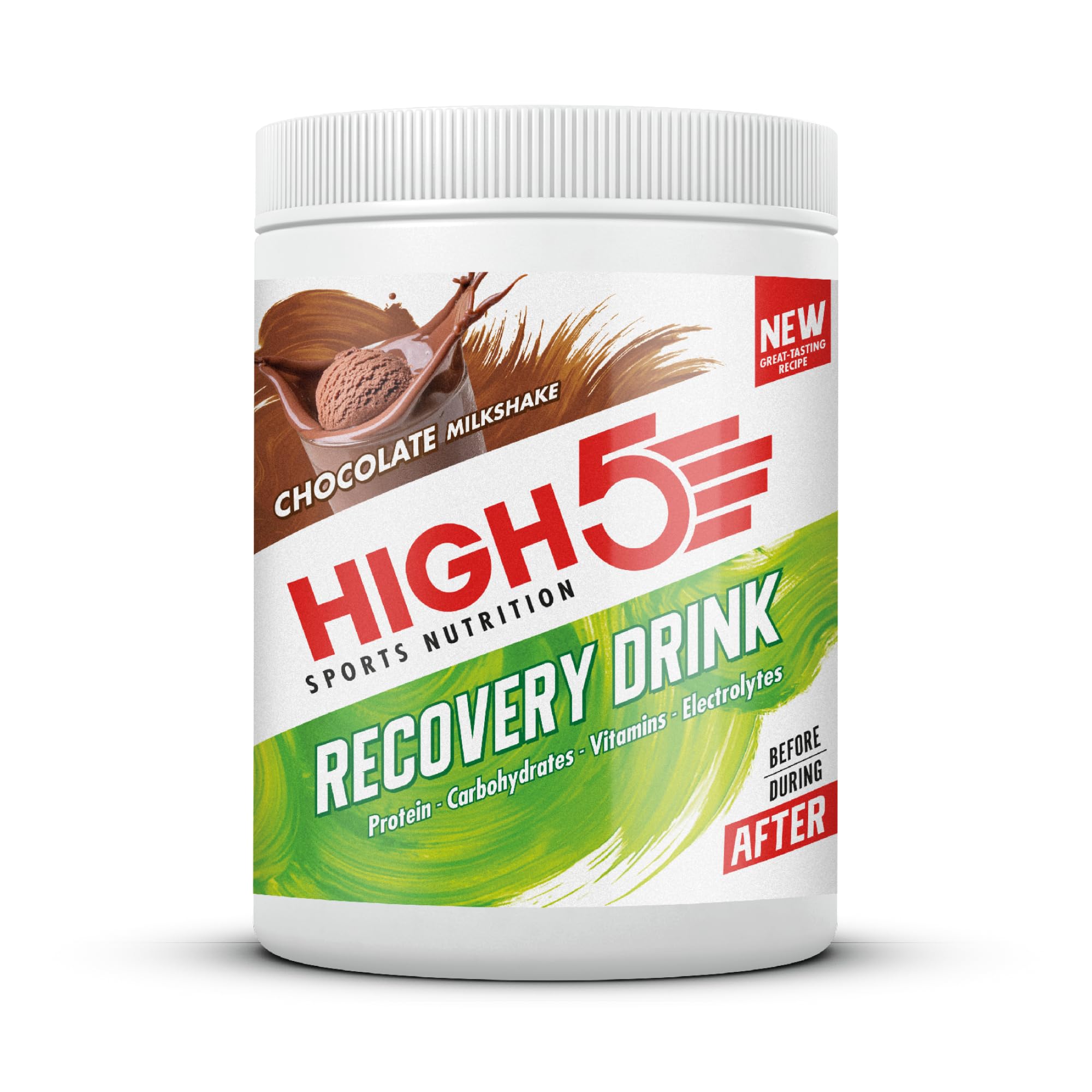 HIGH5 Recovery Drink - Carbohydrate and Whey Protein Powder (20g) for Muscle Recovery with Electrolytes Powder - Fast-Absorbing Post Workout Shake (Chocolate Milkshake, 450g - 9 Servings)