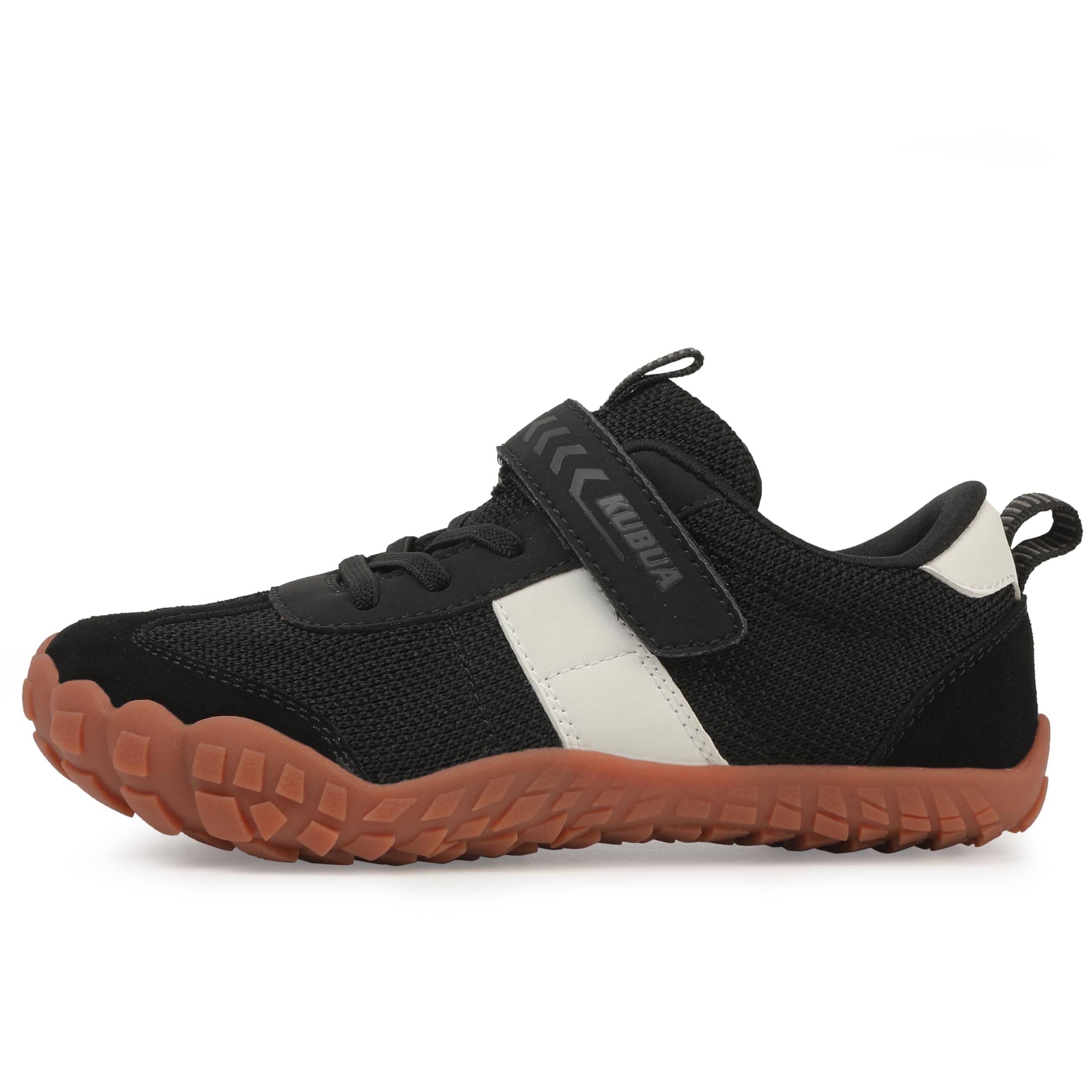 KUBUA Kids Barefoot Shoes Boys Girls Sneakers Lightweight Durable Tennis Shoes School Gym Sports Black 2.5 Big Kid