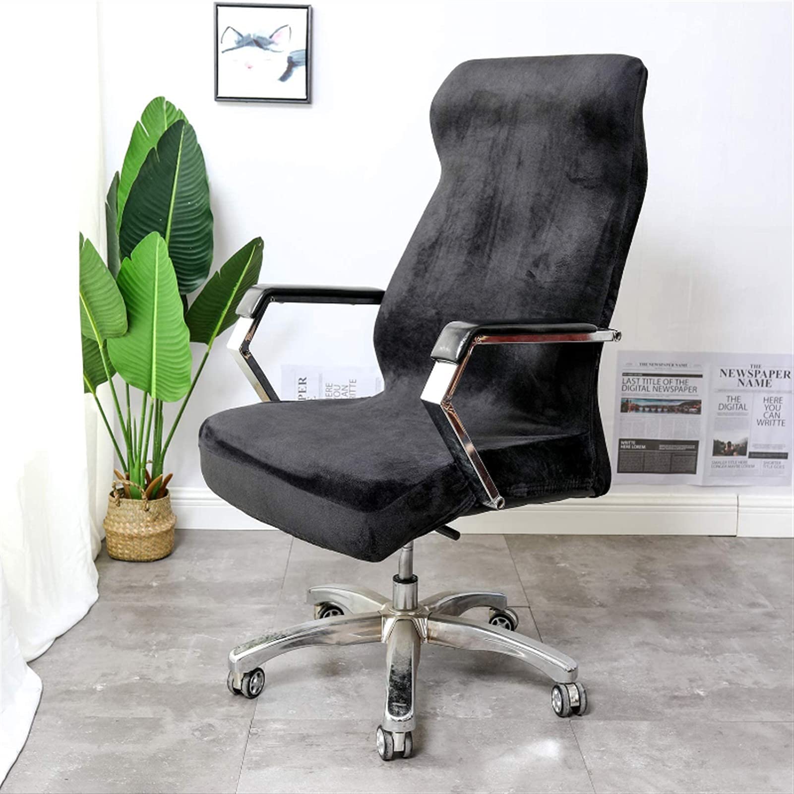 Cubiertas de silla de oficina cubierta de silla de asiento anti-sucio cubierta de silla de asiento M / L tamaños de terciopelo estirado Descubridor extraíble para sillas de asiento de oficina Fundas s