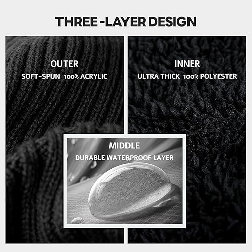 Miniatura 5 de ACUSHLA Gorro de invierno impermeable y resistente al viento, forro polar grueso para hombres y mujeres, gorro de reloj cálido para clima frío